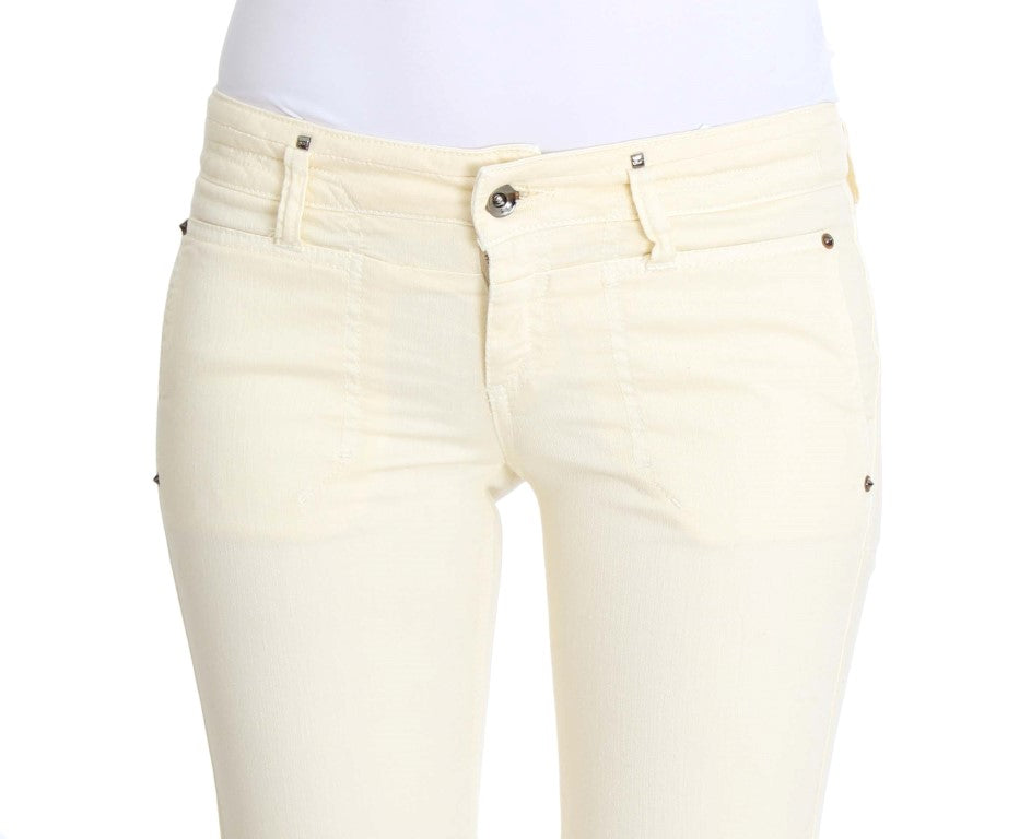 Costume National Chic Off-White Flared Designer Jeans