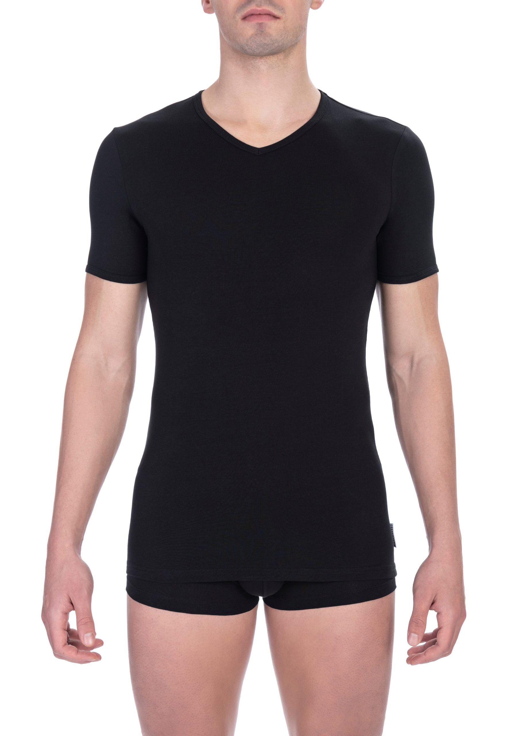 Bikkembergs Black Cotton Men V-Neck T-Shirt Twin Pack