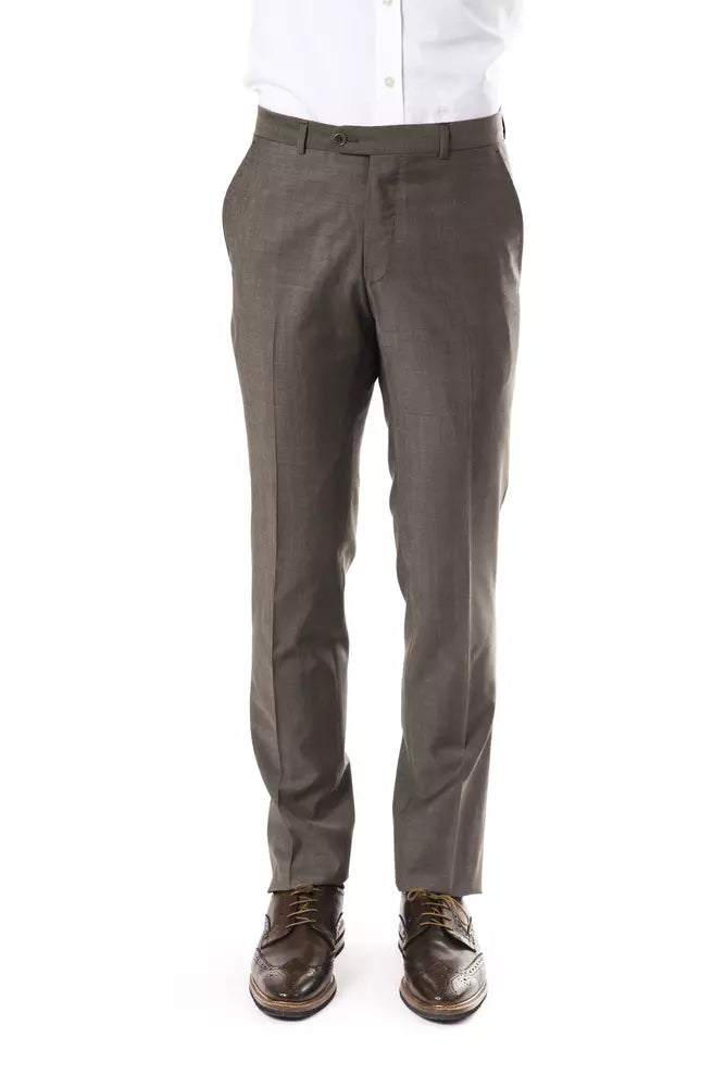 Uominitaliani Gray Wool Mens Pants