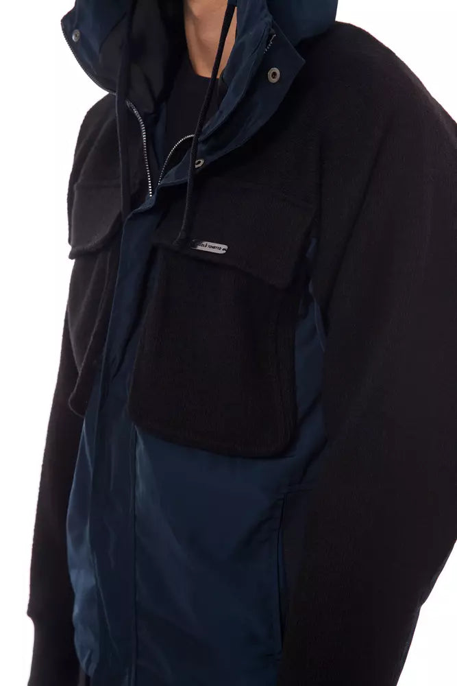 Nicolo Tonetto Black Wool Men's Hooded Jacket