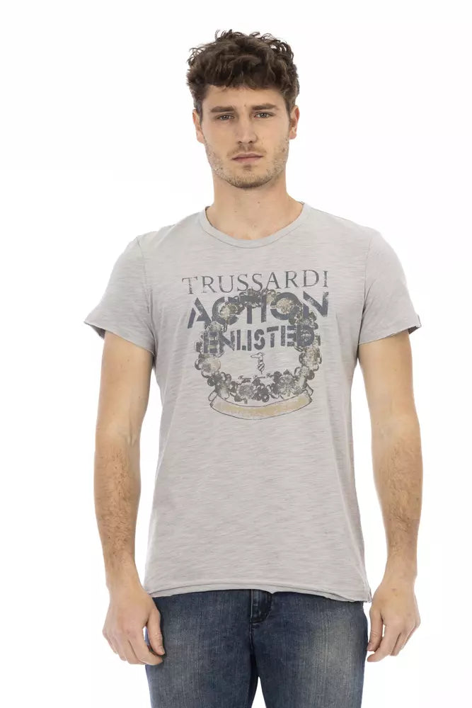 Trussardi Action "Gray Cotton Men T-Shirt"