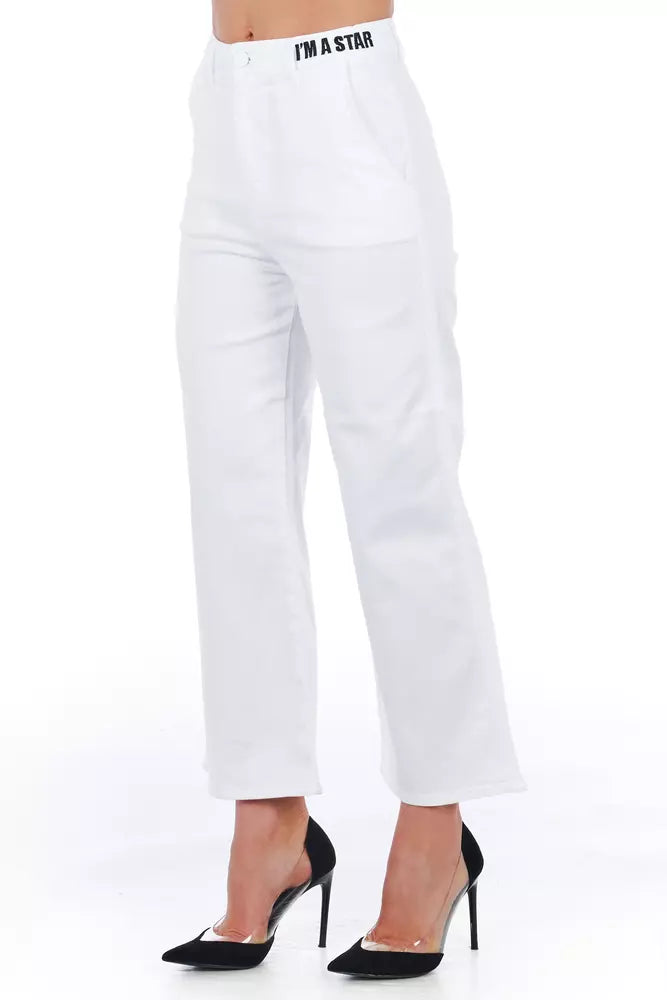 Frankie Morello White Cotton Women's Cropped Trouser