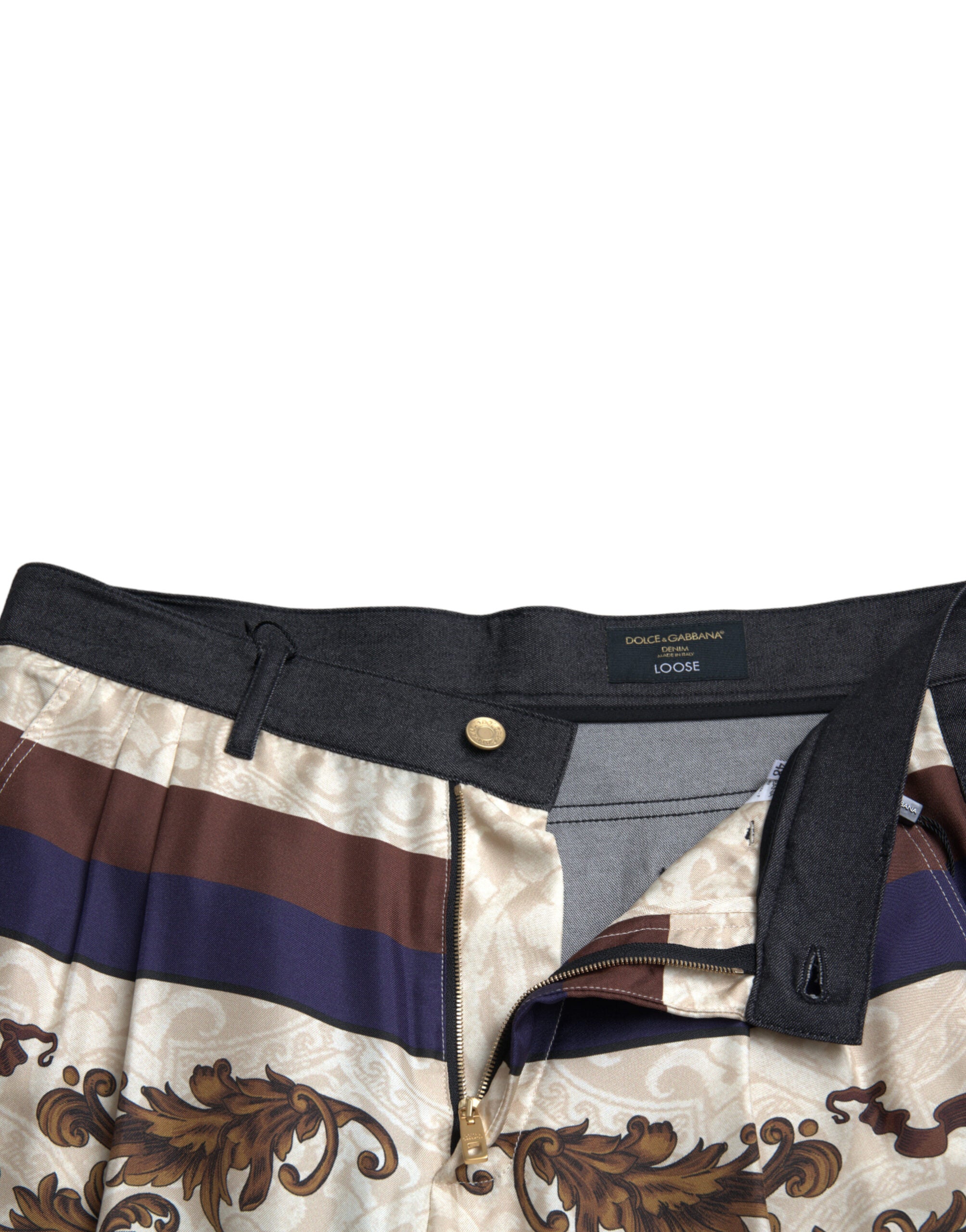 Dolce & Gabbana Elegant Silk Skinny Pants with Heraldic Print