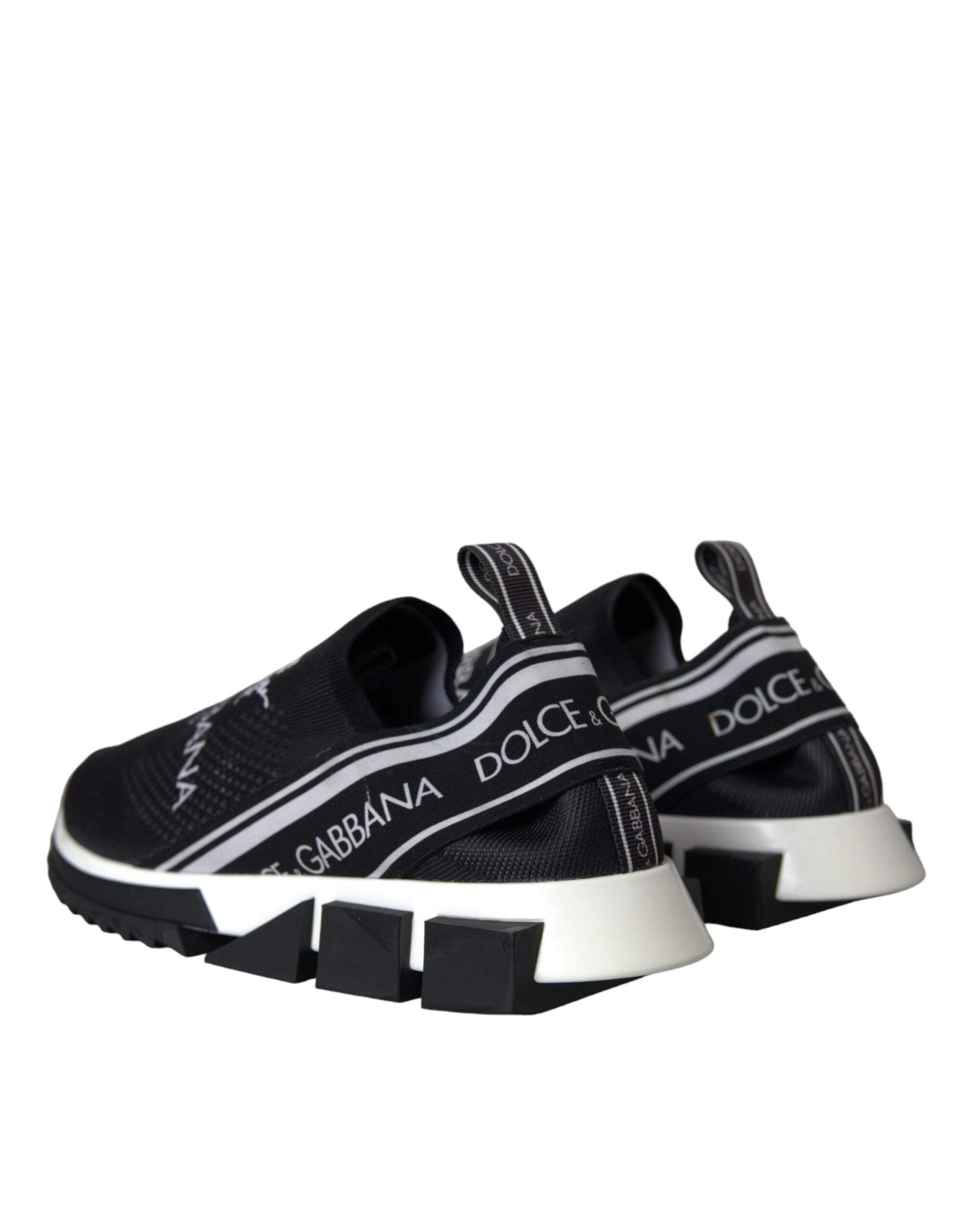 Dolce & Gabbana Black White Sorrento Slip On Sneakers Shoes