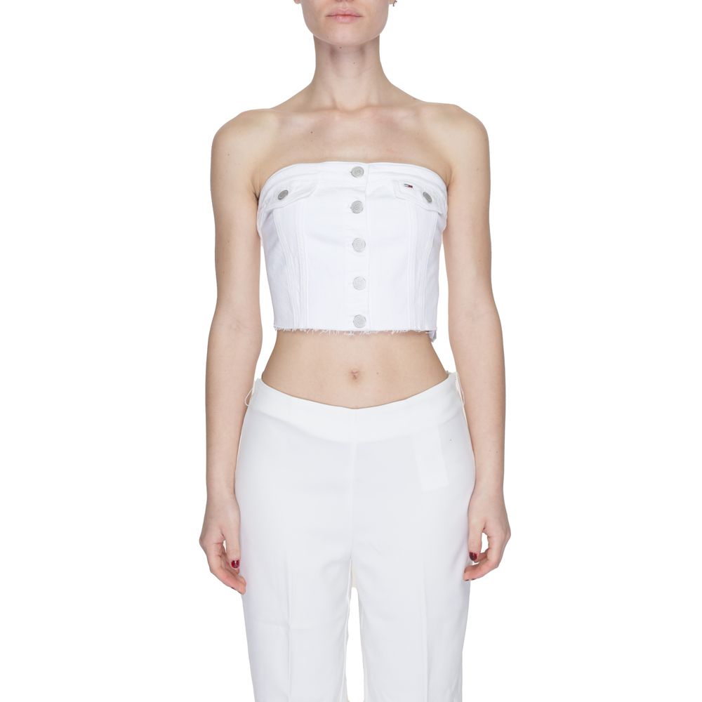 Tommy Hilfiger Jeans White Recycled Cotton Tops & T-Shirt