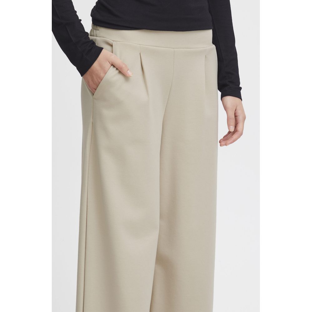 ICHI Beige Recycled Polyurethane Jeans & Pant