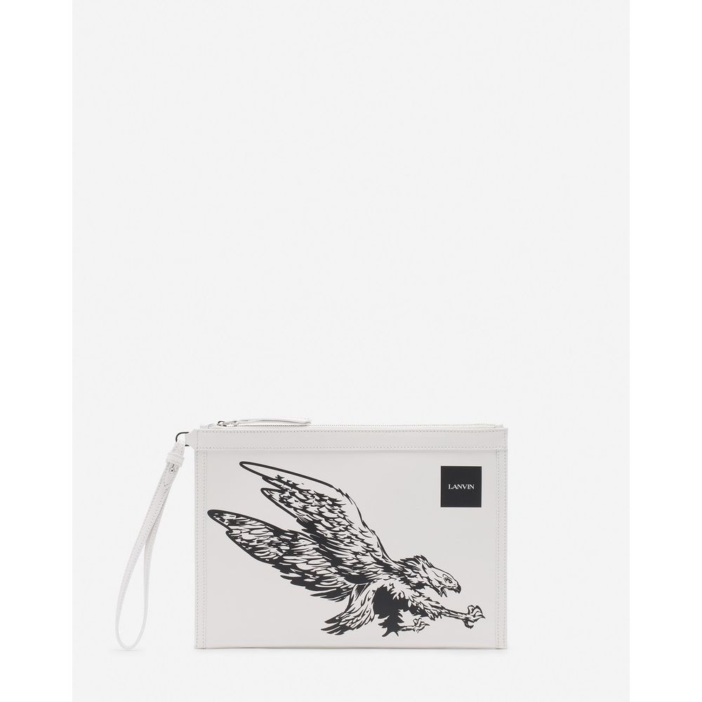 Lanvin White Leather Men Pouch Wallet