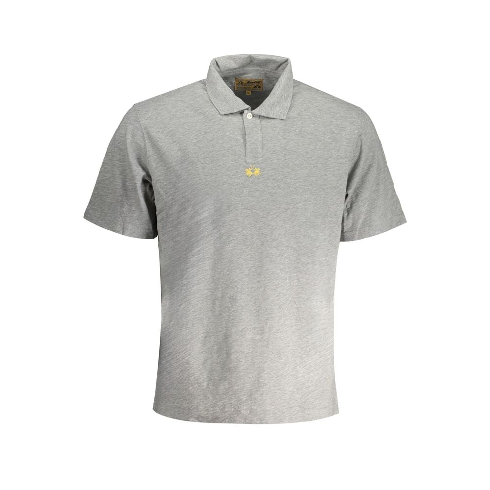La Martina Gray Cotton Men Polo Shirt
