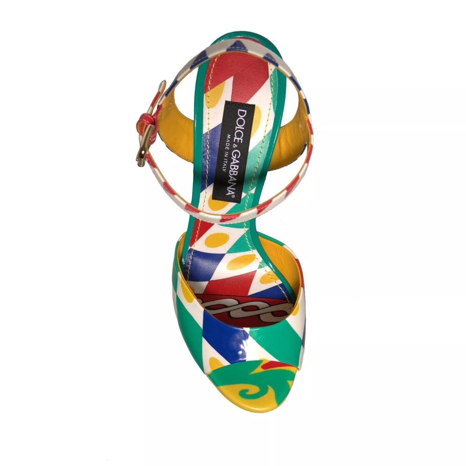 Dolce & Gabbana Multicolor Carretto Ankle Strap Heels Sandals Shoes