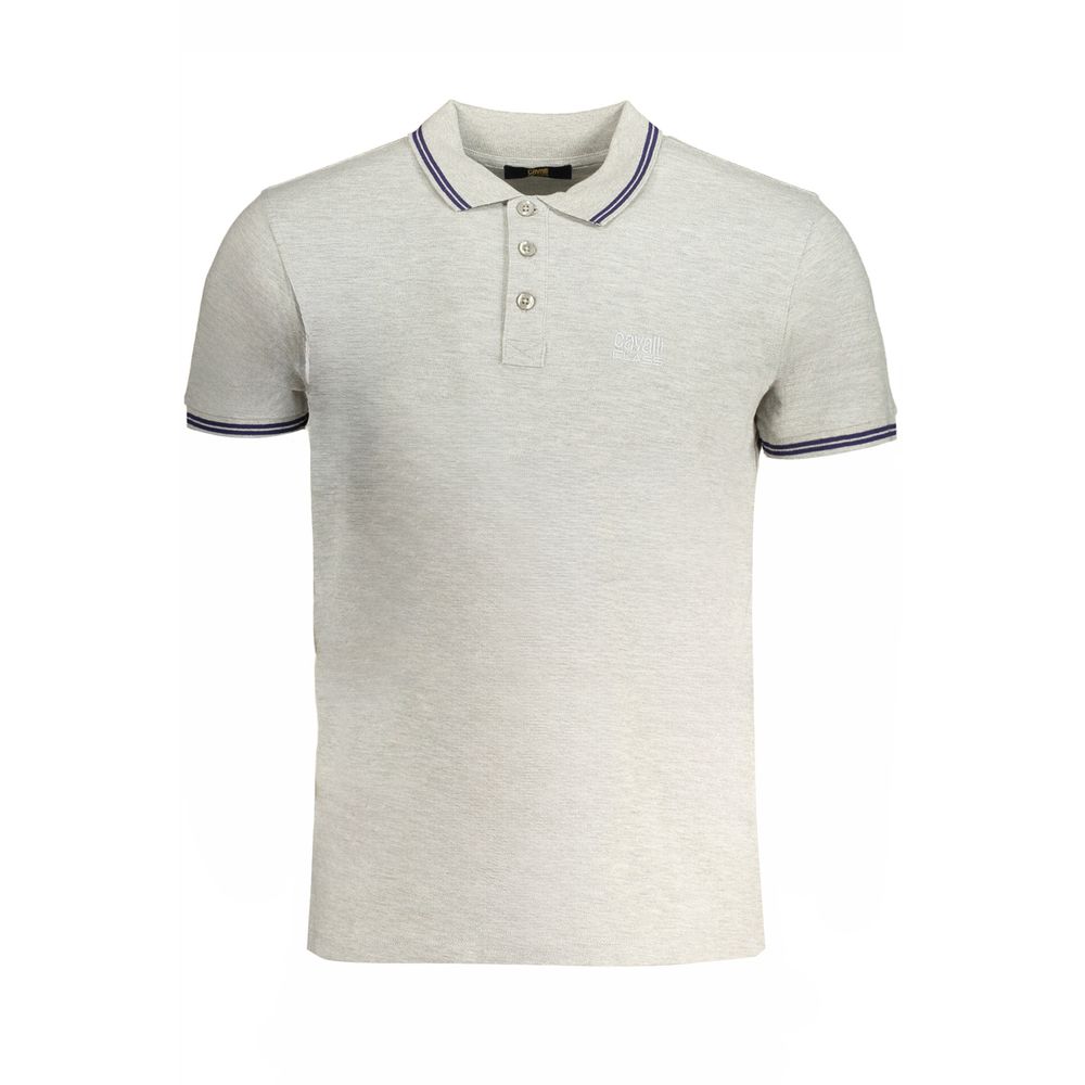 Cavalli Class Gray Cotton Men Polo Shirt